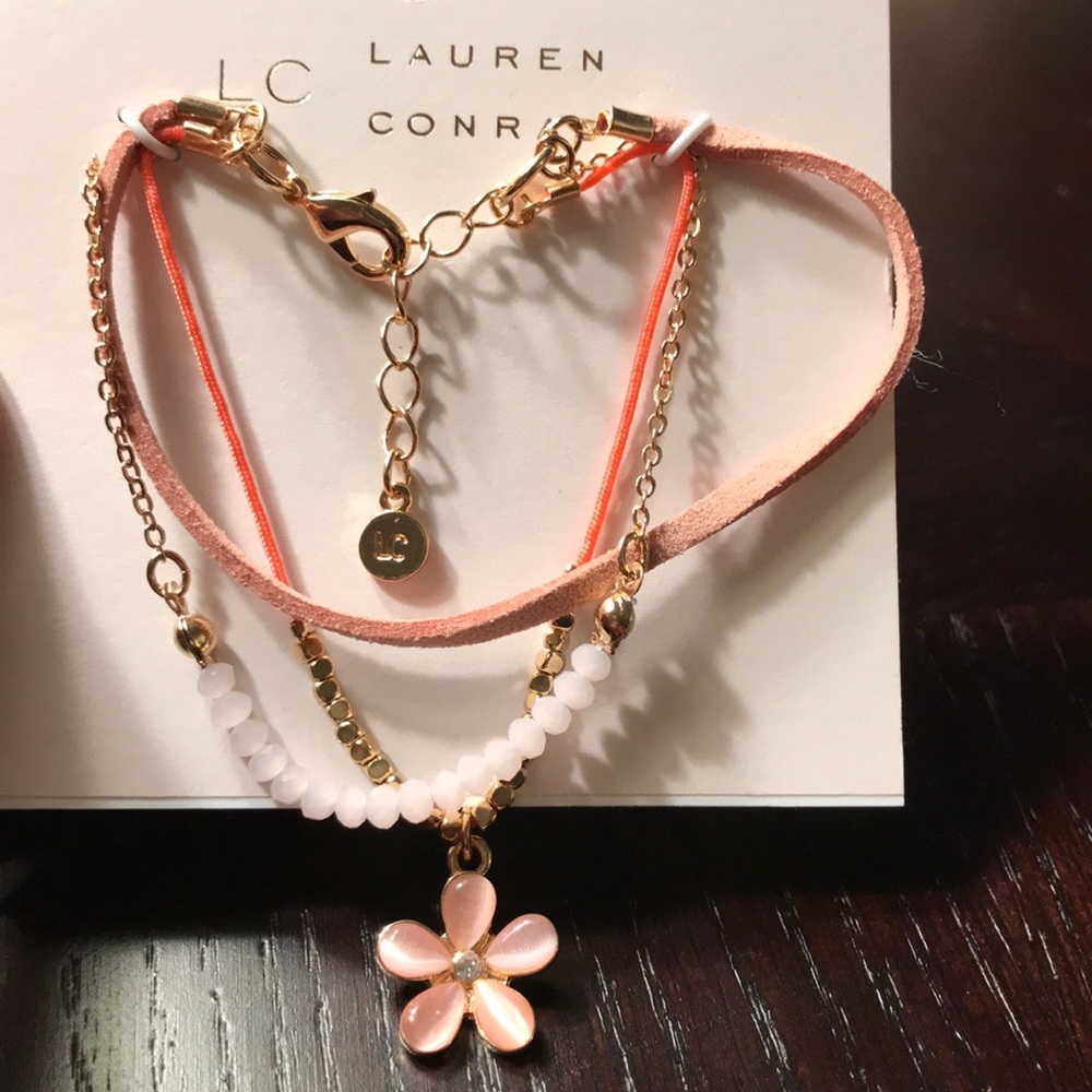 LC LAUREN CONRAD 3-LAYERED BLUSH&GOLD BRACELET